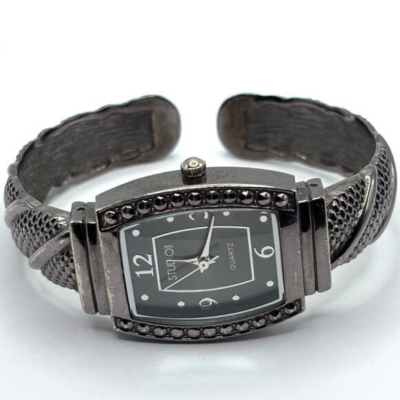 Black Studio Time Cuff Watch - Picture 3 of 4